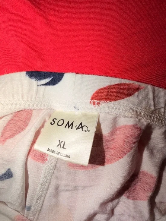 Soma XL Lounge Set Coral Tee & Printed Shorts Soft Pajamas - Picture 10 of 11